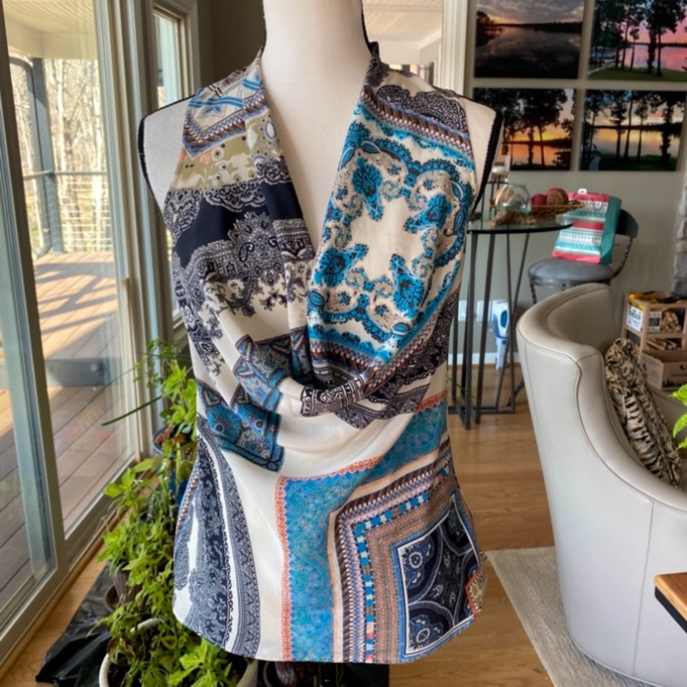 Etro Blue and Cream Patterned Top